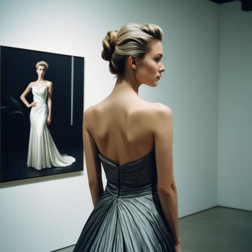 Woman in Evening Gown in Art Gallery Woman in Evening Gown in Art Gallery