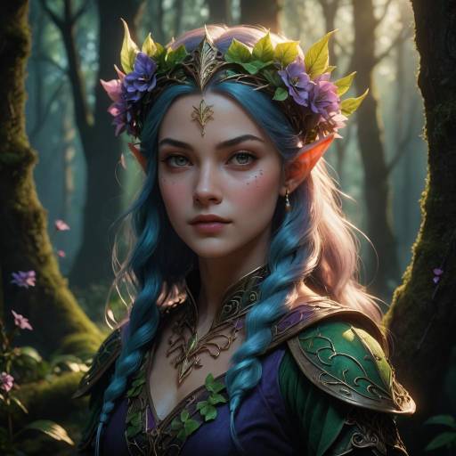 Enchanted Elf Portrait in Mystical Forest Enchanted Elf Portrait in Mystical Forest