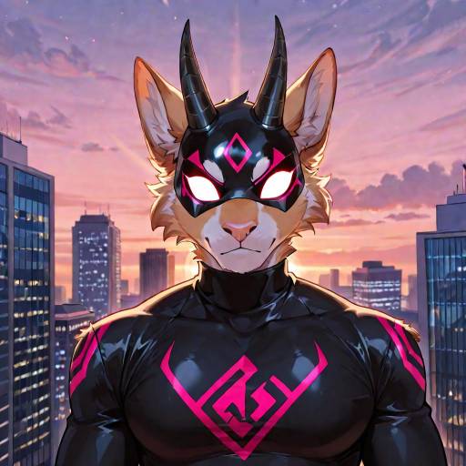 Vibrant Ecchi Goat Superhero at Dusk