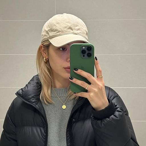 Blonde Woman Taking Mirror Selfie