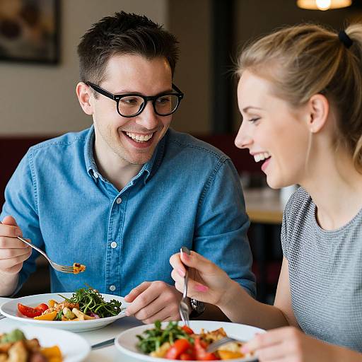 Joyful Couple Dining Brightly