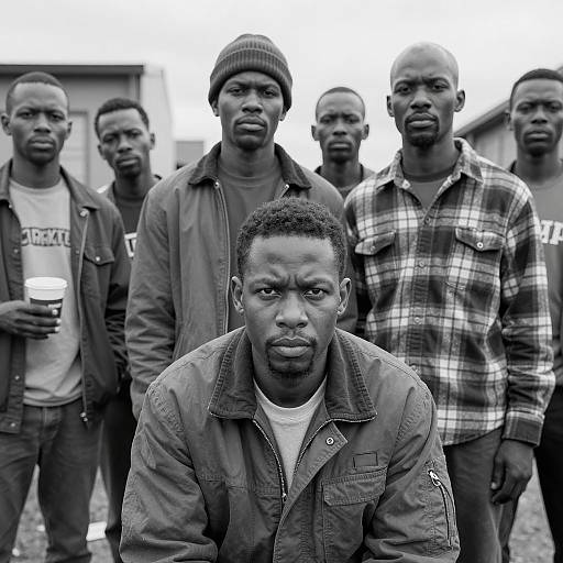 Group of Serious African American Men Outdoors
