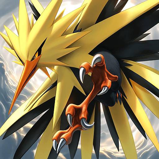Illustration of Zapdos, pokemon in the style of Musen-shiki sanhankikan