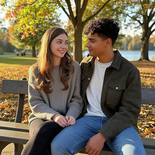 Couple on Park Bench at Golden Hour
