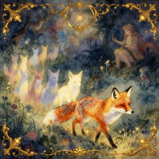 Rococo Glowing Fox Liminal Procession