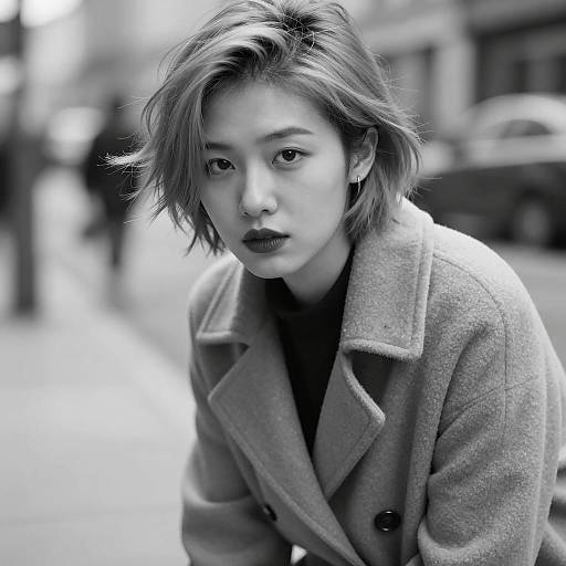 Striking Black and White Portrait of Woman