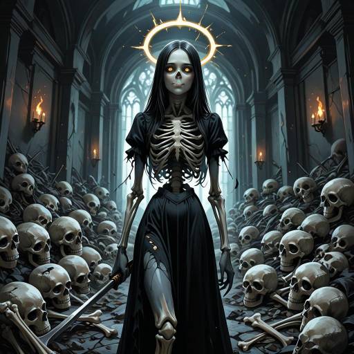 Eerie Undead Girl with Weapon