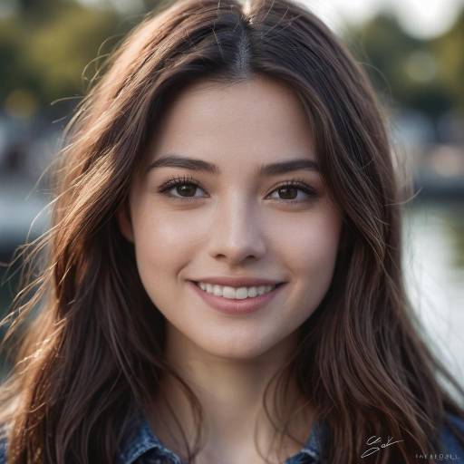 Realistic Portrait of a Smiling Girl