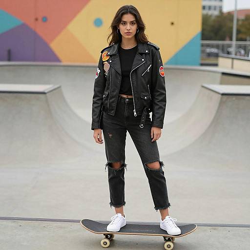 Edgy Fashionista at Skate Park Scene