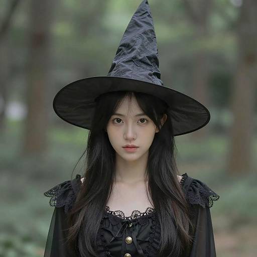 Serious Young Witch in Nature Portrait