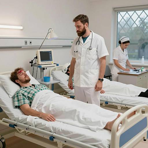 Detailed Hospital Room Scene with Patients