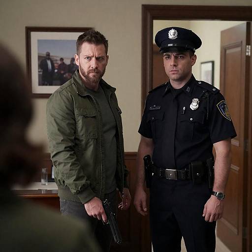 Tense Moment Between Civilian and Police Officer