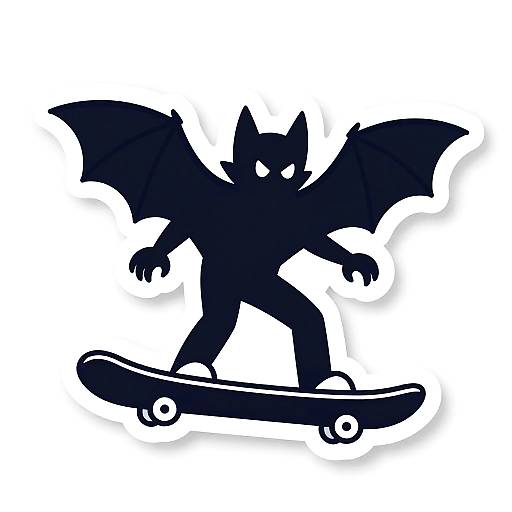 Vampire Bat on Skateboard Sticker
