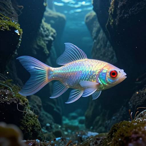 Ethereal Iridescent Fish in Underwater Canyon