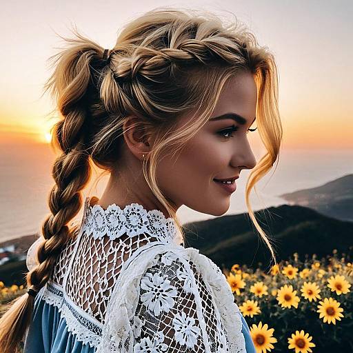 Detailed Portrait of Girl at Sunset