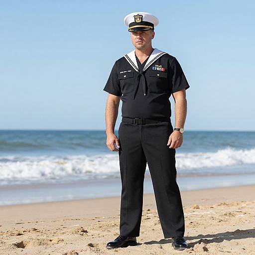 Navy Captain on Beach