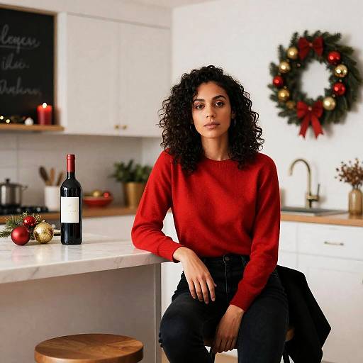 Cozy Holiday Kitchen Scene with Woman