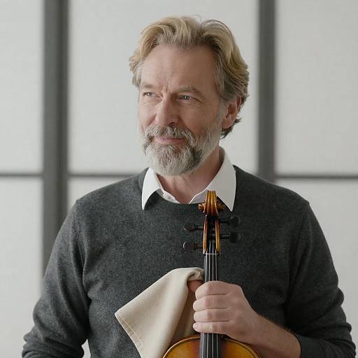 Charming Middle-Aged Man with Violin