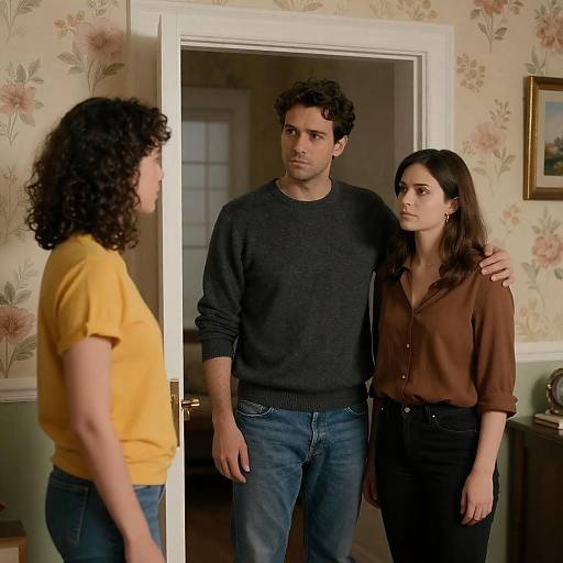 Serious Expressions in Floral Room