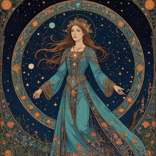 Whimsical Sorceress in a Celestial Adventure Whimsical Sorceress in a Celestial Adventure