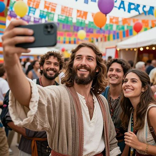 Jesus Selfie at Colorful Festival