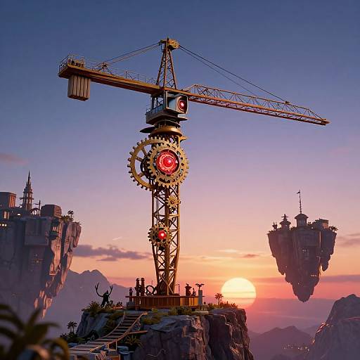 Majestic Clockwork Crane at Sunset