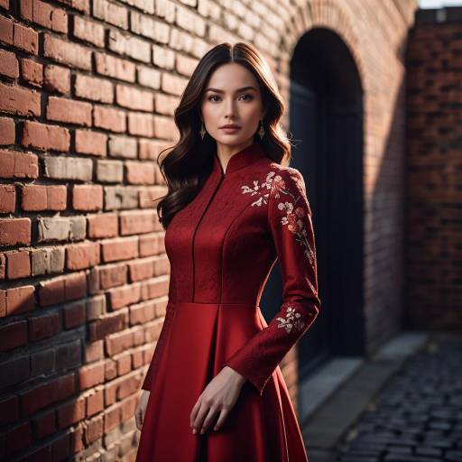 Elegant Woman in Red Gown Portrait