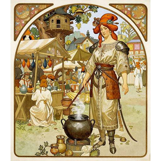 Medieval Biopunk Market Scene