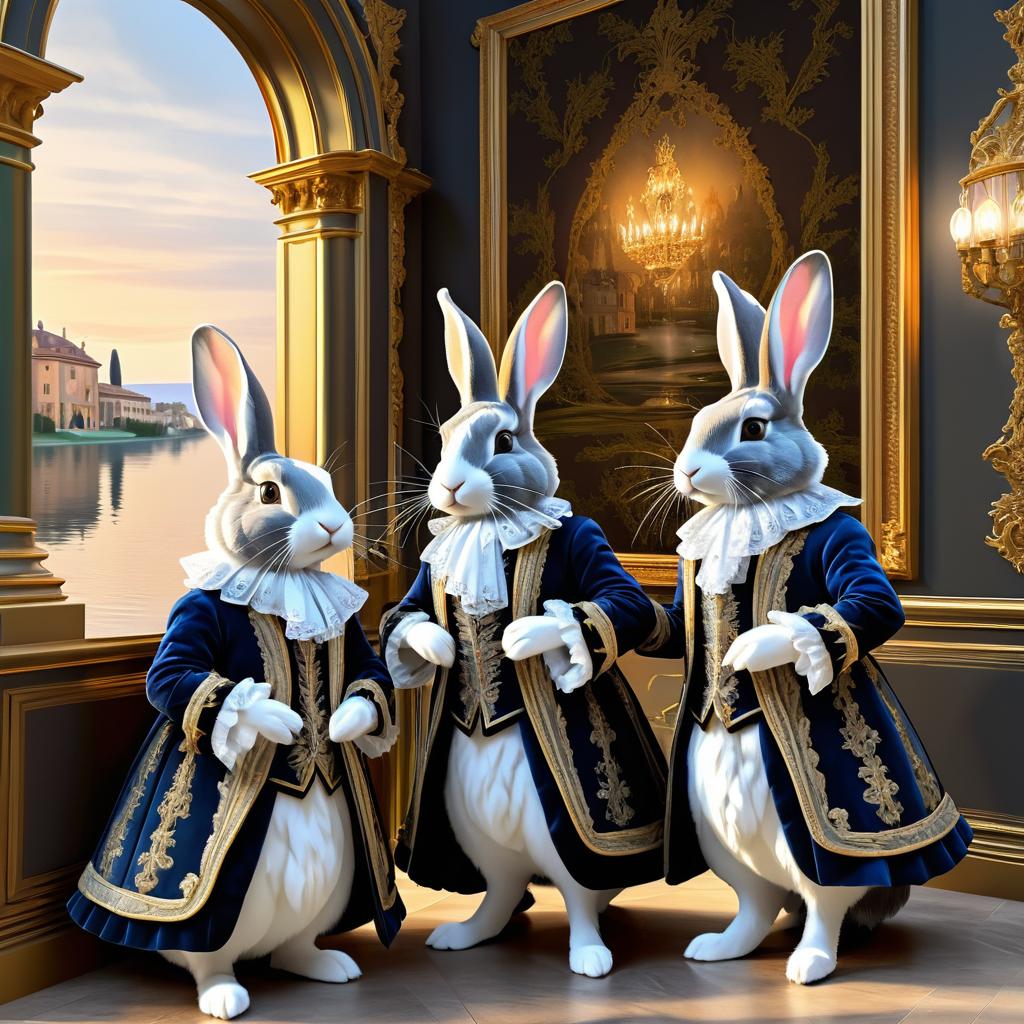 Noble Rabbits in Baroque Elegance