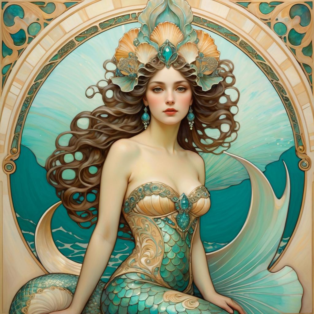 Ascendant Mermaid Queen in Art Nouveau Style