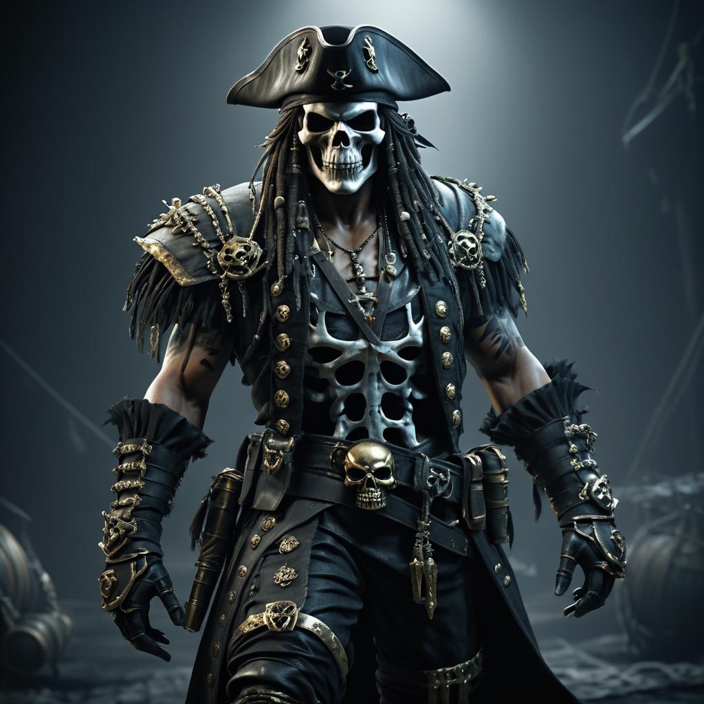 Grimdark Skeleton Pirate Captain Portrait