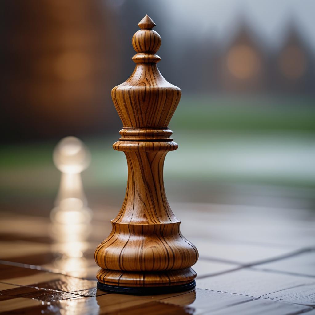 Stunning Macro Shot of Wooden Chess Piece