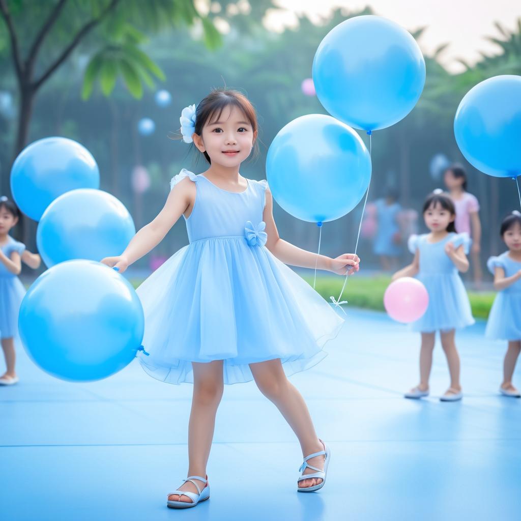 Joyful Playground Scene with Young Girl