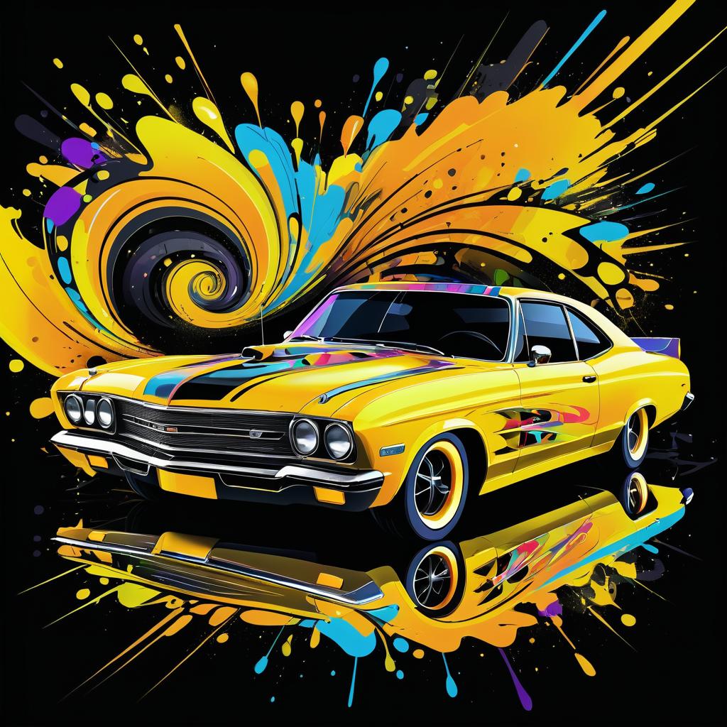 Dynamic Retro Car Graffiti Illustration