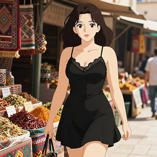 Stocky Woman in Middle Eastern Bazaar