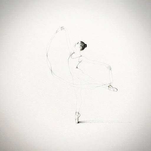 Minimalist Ballet Dancer with Ribbon