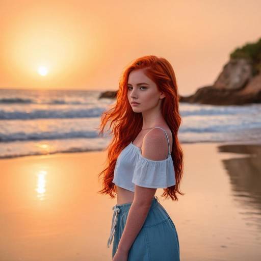 Confident Red-Haired Girl at Sunset Confident Red-Haired Girl at Sunset