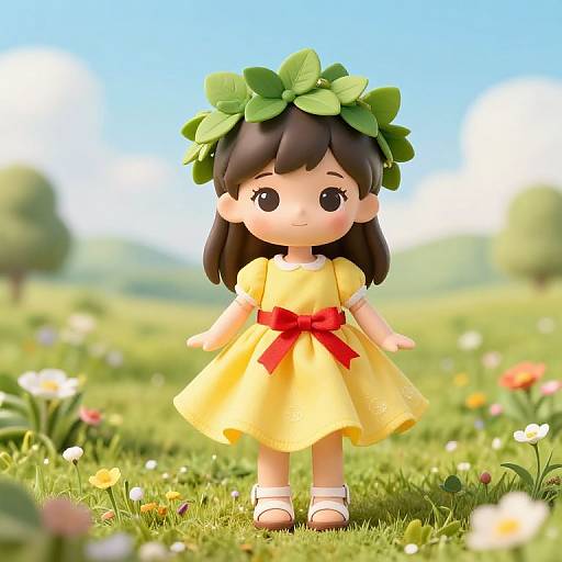 Cute Doll in Sunny Meadow