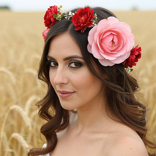 Elegant Woman with Floral Headpiece