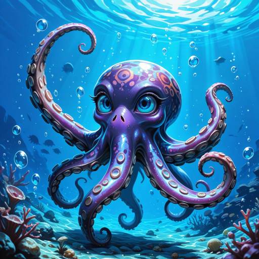 Mystical Underwater Octopus in Violet Mystical Underwater Octopus in Violet