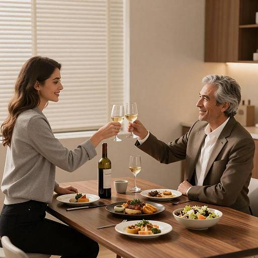 Intimate Modern Dining Room Wine Toast