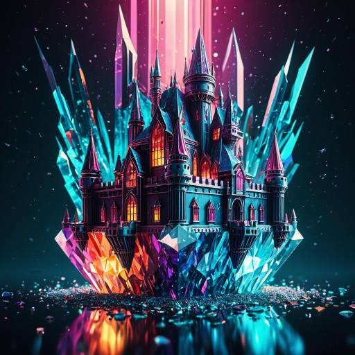 Floating Crystal Castle with Vibrant Colors