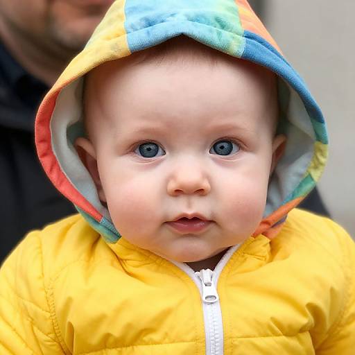 Blue-Eyed Baby in Colorful Jacket