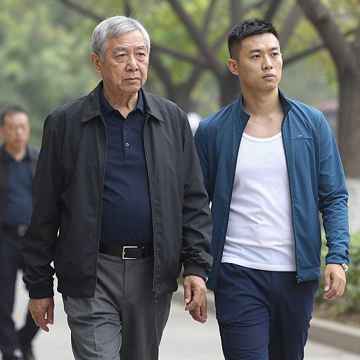 Casual Stroll: Two Men Outdoors