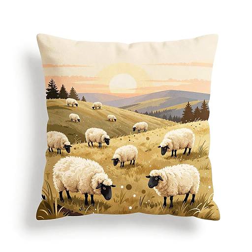 Fluffy Sheep on Sunset Hills