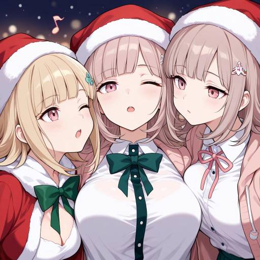 Cheerful Musical Holiday Trio Illustration