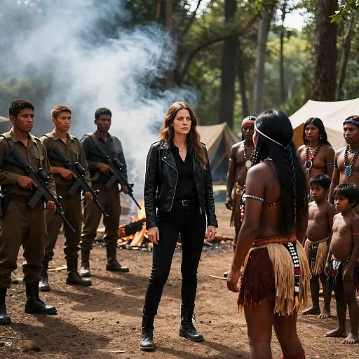 Dramatic Forest Camp Scene with Cultures