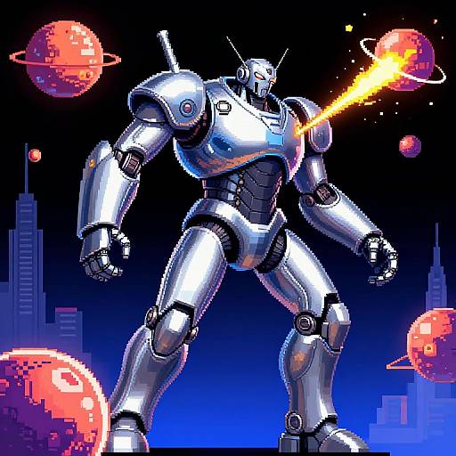 Giant Liquid Metal Android Destroying Planets