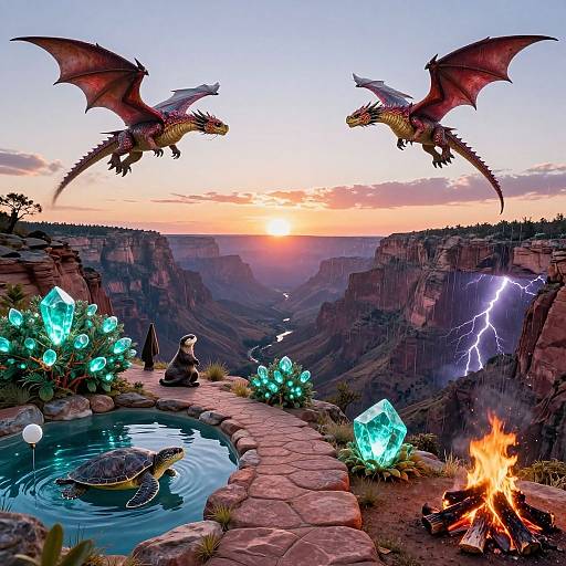 Magical Sunset Over Floating Islands