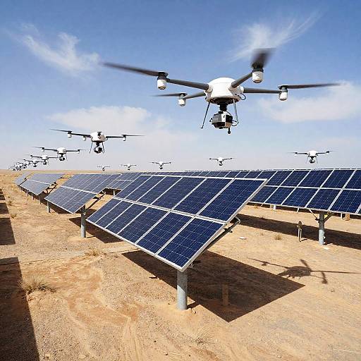 High-Tech Solar Farm with Drones